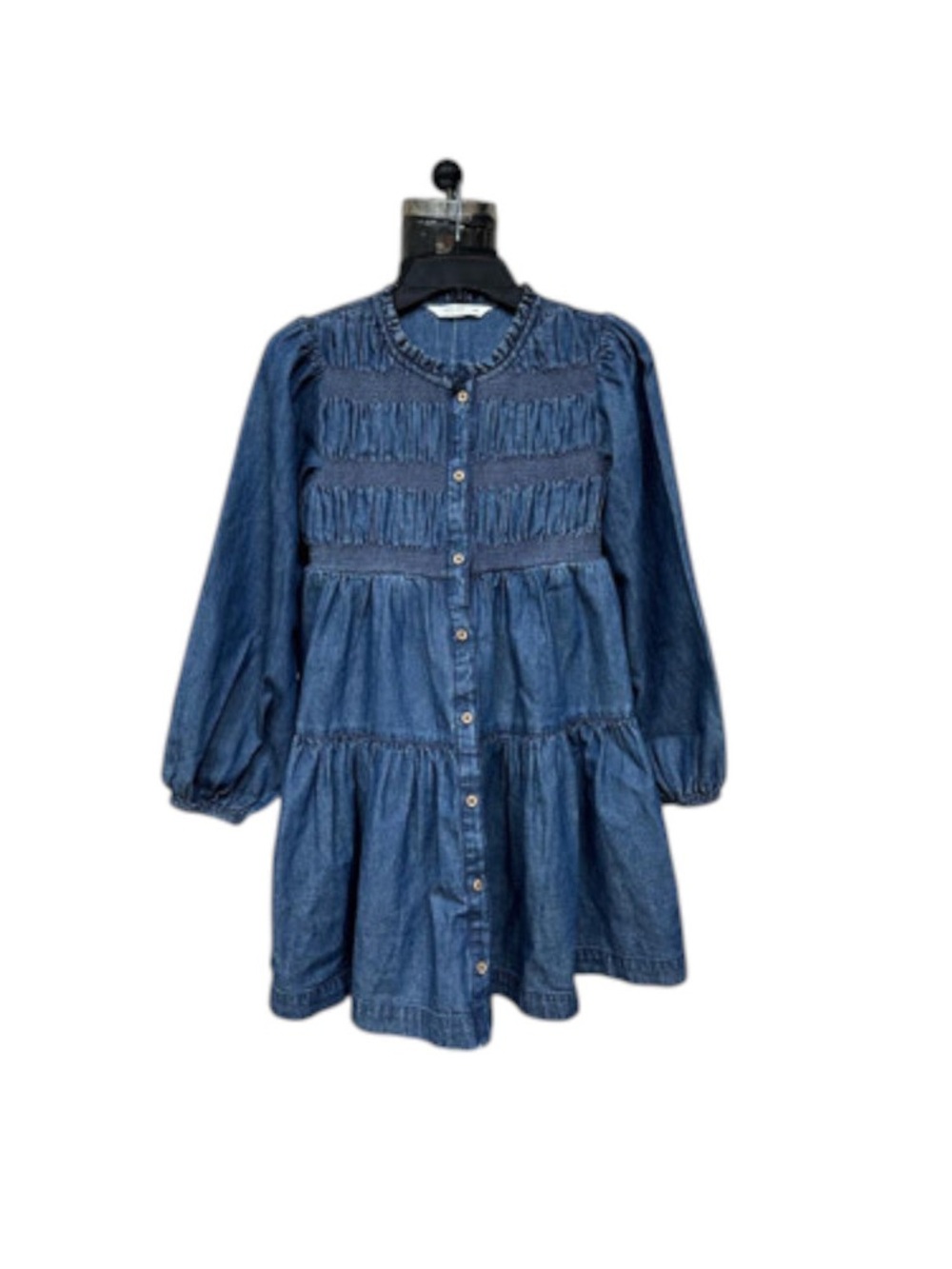 Habitual Denim Tiered Button-Front Dress